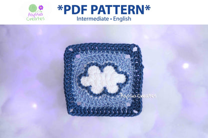 Cloud Granny Square Crochet PDF PATTERN (English)