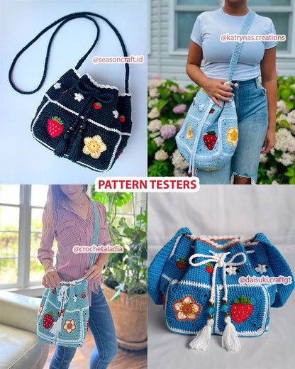 Strawberry Drawstring Crossbody Bag PDF PATTERN (English)
