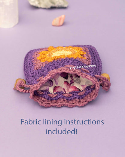Sun and Moon Drawstring Pouch Crochet PDF PATTERN - Intermediate (English)