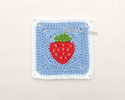 Strawberry Granny Square Crochet PDF PATTERN (English)