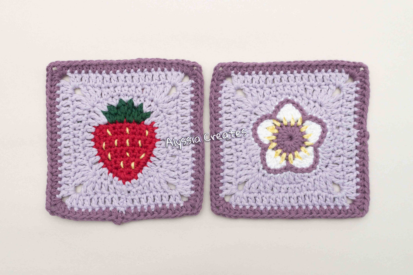 Strawberry Themed Granny Squares Crochet PDF PATTERN PACK (English)