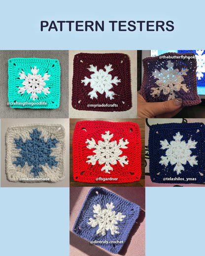 Large Snowflake Granny Square Crochet PDF PATTERN  (English)