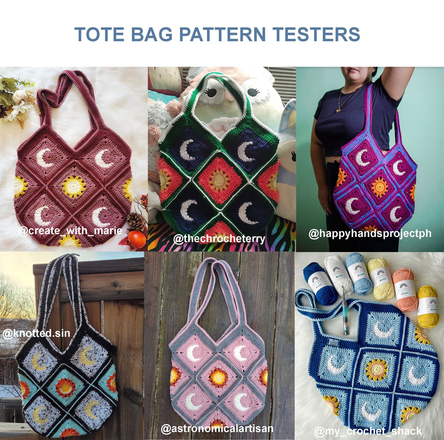 Sun and Moon Tote Bag Crochet PDF PATTERN - Intermediate (English)