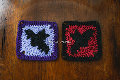 Halloween Crochet Granny Square PDF Pattern Pack - Ghost, Pumpkin, Bat, Mushroom, Moon, Star (English)