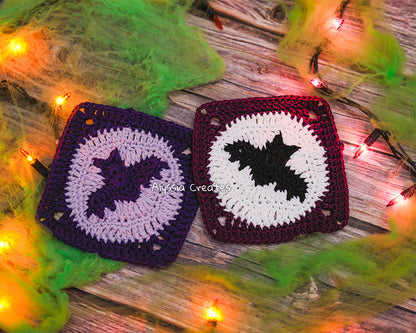 Large Celestial Granny Squares Crochet PDF PATTERN Pack - Moon, Sun, Cloud, Star, Flower, Bat (English)