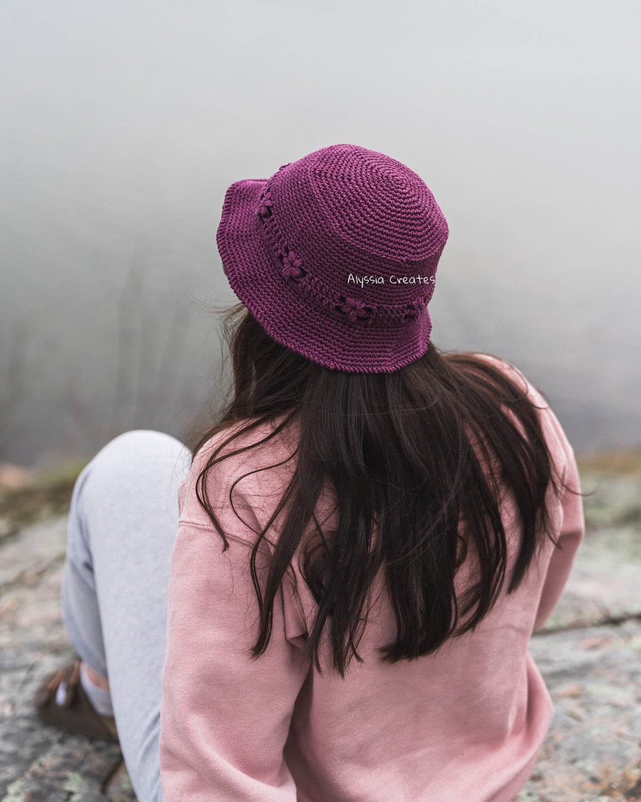 Puff Flower Bucket Hat Crochet PDF PATTERN | 4 sizes + 2 brim options!