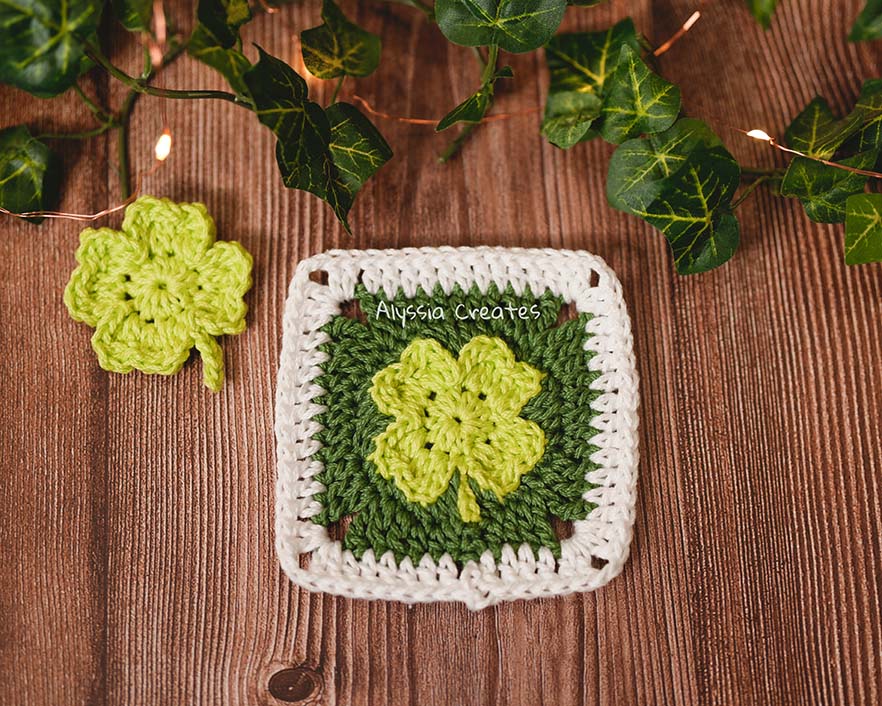 Clover Granny Square Crochet PDF PATTERN (English)