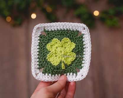 Clover Granny Square Crochet PDF PATTERN (English)