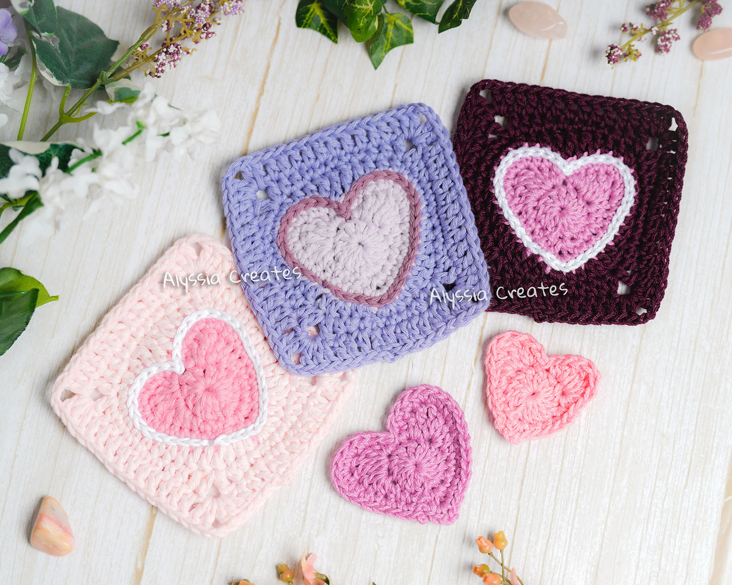 Heart Granny Square Crochet PDF PATTERN (English)