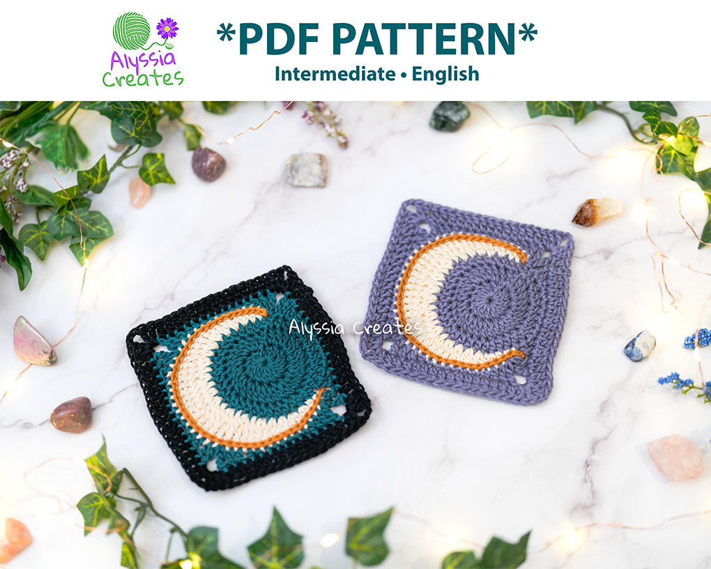 Large Crescent Moon Granny Square Crochet PDF PATTERN (English)