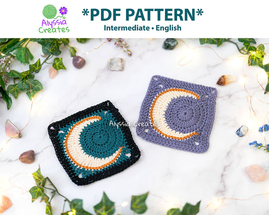 Large Crescent Moon Granny Square Crochet PDF PATTERN (English)