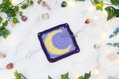 Large Crescent Moon Granny Square Crochet PDF PATTERN (English)