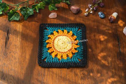 Large Sun Granny Square Crochet PDF PATTERN (English)