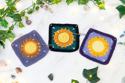 Large Sun Granny Square Crochet PDF PATTERN (English)