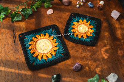Small and Large Sun and Moon Granny Square Crochet PDF PATTERN Pack (English)