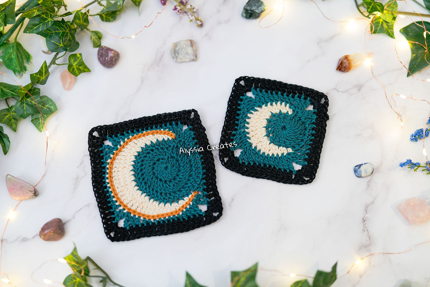 Small and Large Sun and Moon Granny Square Crochet PDF PATTERN Pack (English)