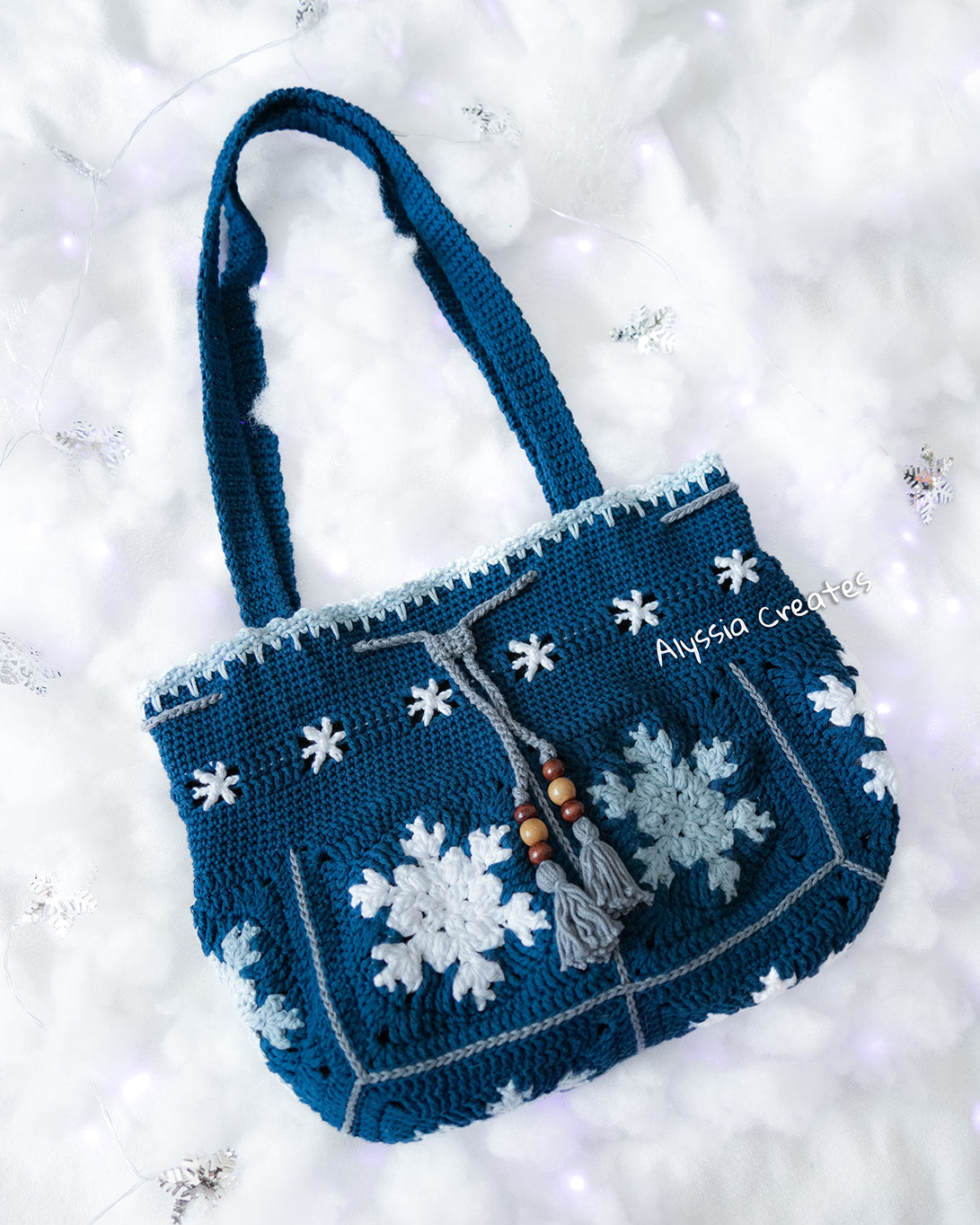 Snowflake Drawstring Bag PDF PATTERN (English)