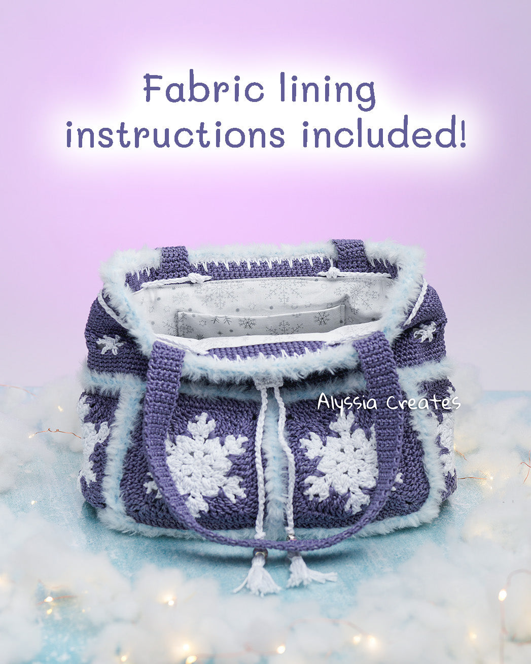 Snowflake Drawstring Bag PDF PATTERN (English)