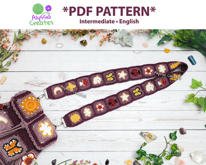Mini Granny Square Customizable Strap PDF Add-On PATTERN (Bag, Camera, Binocular strap etc.) | Intermediate (English)