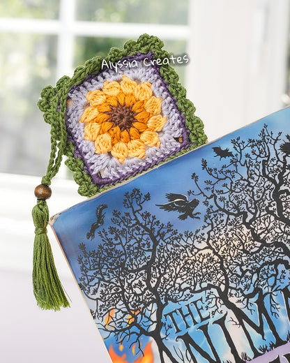 Crochet Sunflower Granny Square Bookmark PDF PATTERN | Intermediate