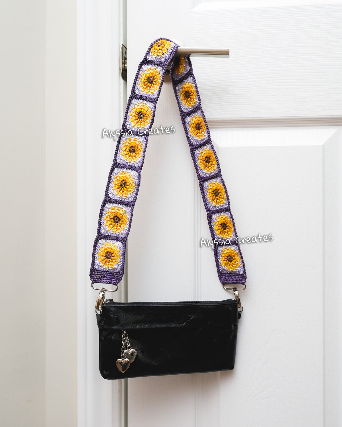 Crochet Sunflower Granny Square Strap PDF PATTERN (Bag, Camera, Binocular strap etc.) | Intermediate