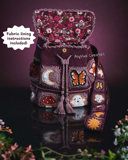 Customizable Witchy Crochet Bag add-on PDF PATTERN - Interchangeable between Crossbody/Shoulder Bag and Backpack! | Intermediate (English)