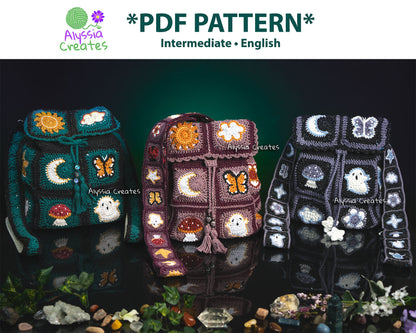 Customizable Witchy Crochet Bag add-on PDF PATTERN - Interchangeable between Crossbody/Shoulder Bag and Backpack! | Intermediate (English)