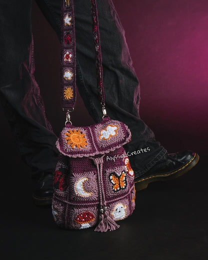 Customizable Witchy Crochet Bag add-on PDF PATTERN - Interchangeable between Crossbody/Shoulder Bag and Backpack! | Intermediate (English)