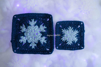 Small and Large Snowflake Granny Square Crochet PDF PATTERN Pack (English)