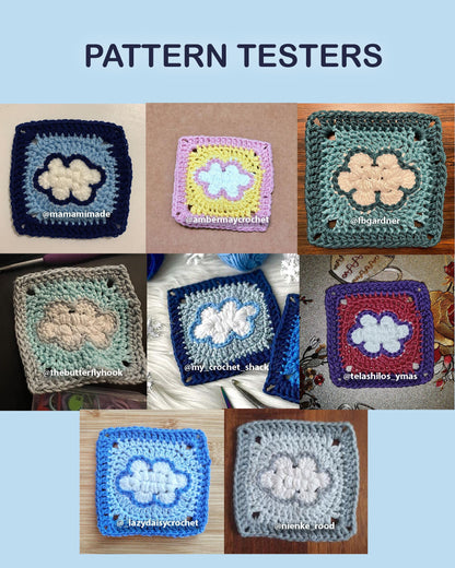 Cloud Granny Square Crochet PDF PATTERN (English)