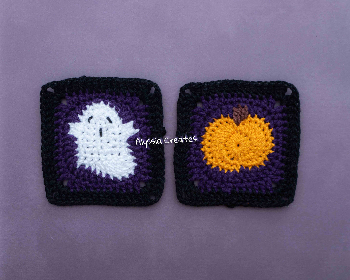 Ghost and Pumpkin Crochet Granny Square PDF PATTERN Pack (English)