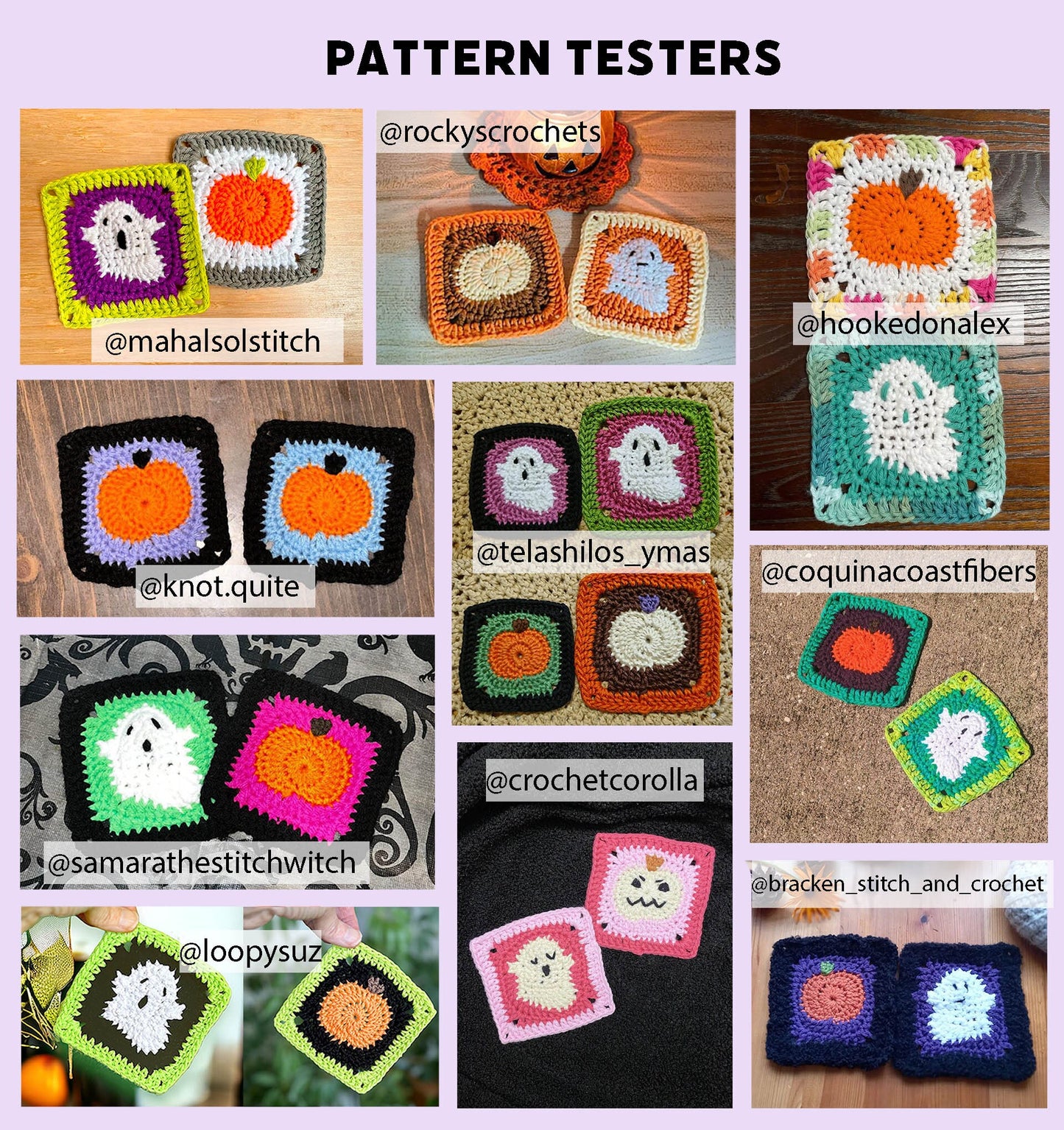 Ghost and Pumpkin Crochet Granny Square PDF PATTERN Pack (English)
