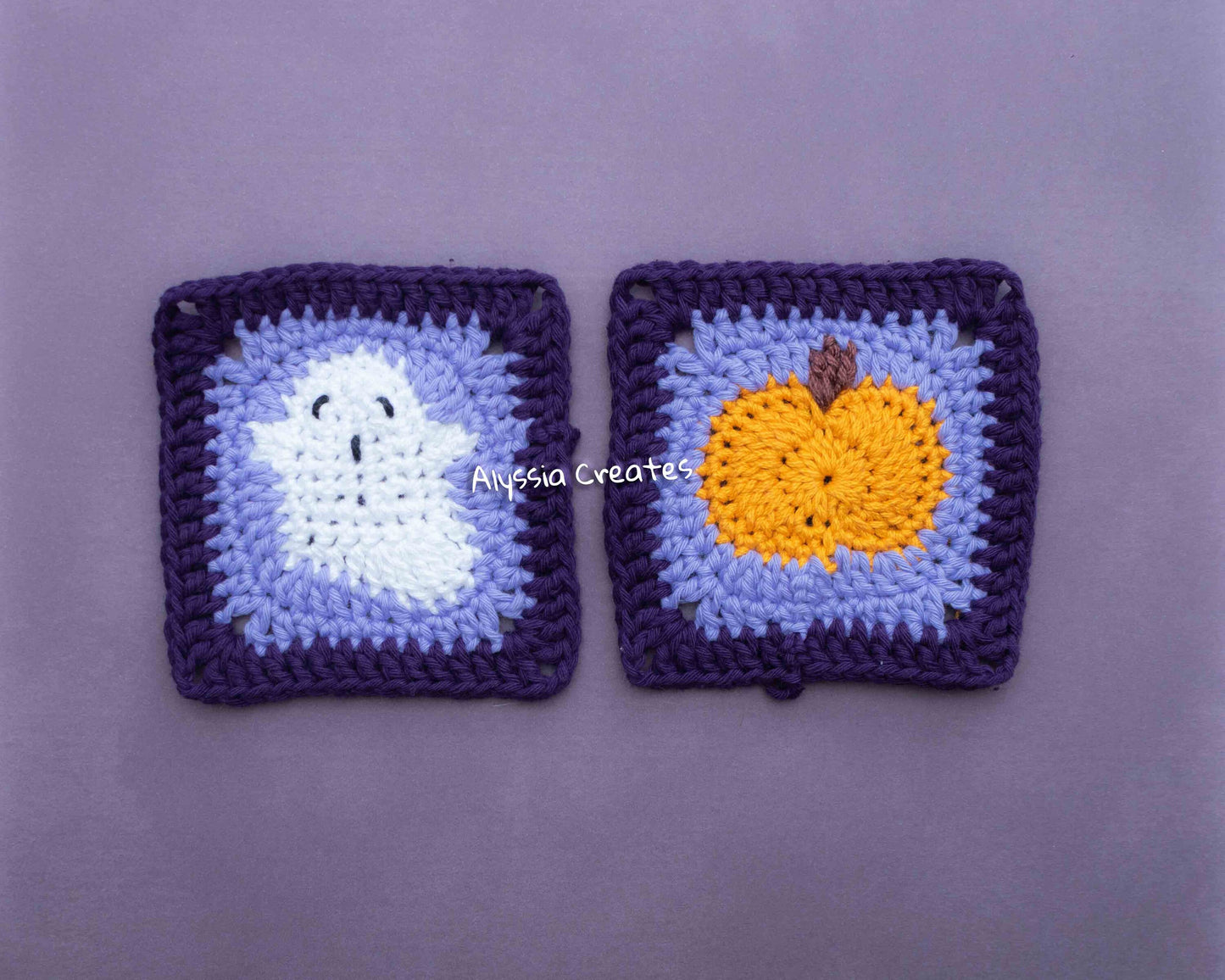 Ghost and Pumpkin Crochet Granny Square PDF PATTERN Pack (English)