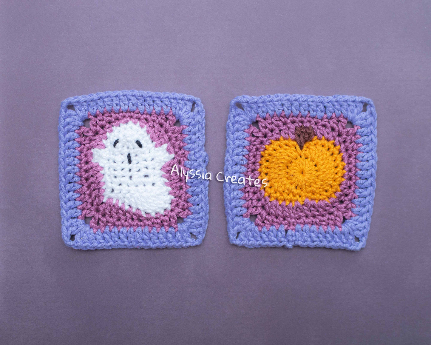 Ghost and Pumpkin Crochet Granny Square PDF PATTERN Pack (English)