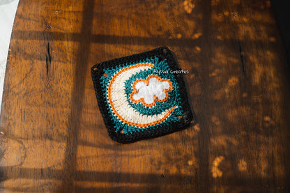 Cloud with Crescent Moon Combination Granny Square Crochet PDF PATTERN (English)
