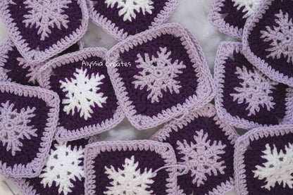Small Snowflake Granny Square Crochet PDF PATTERN (English)