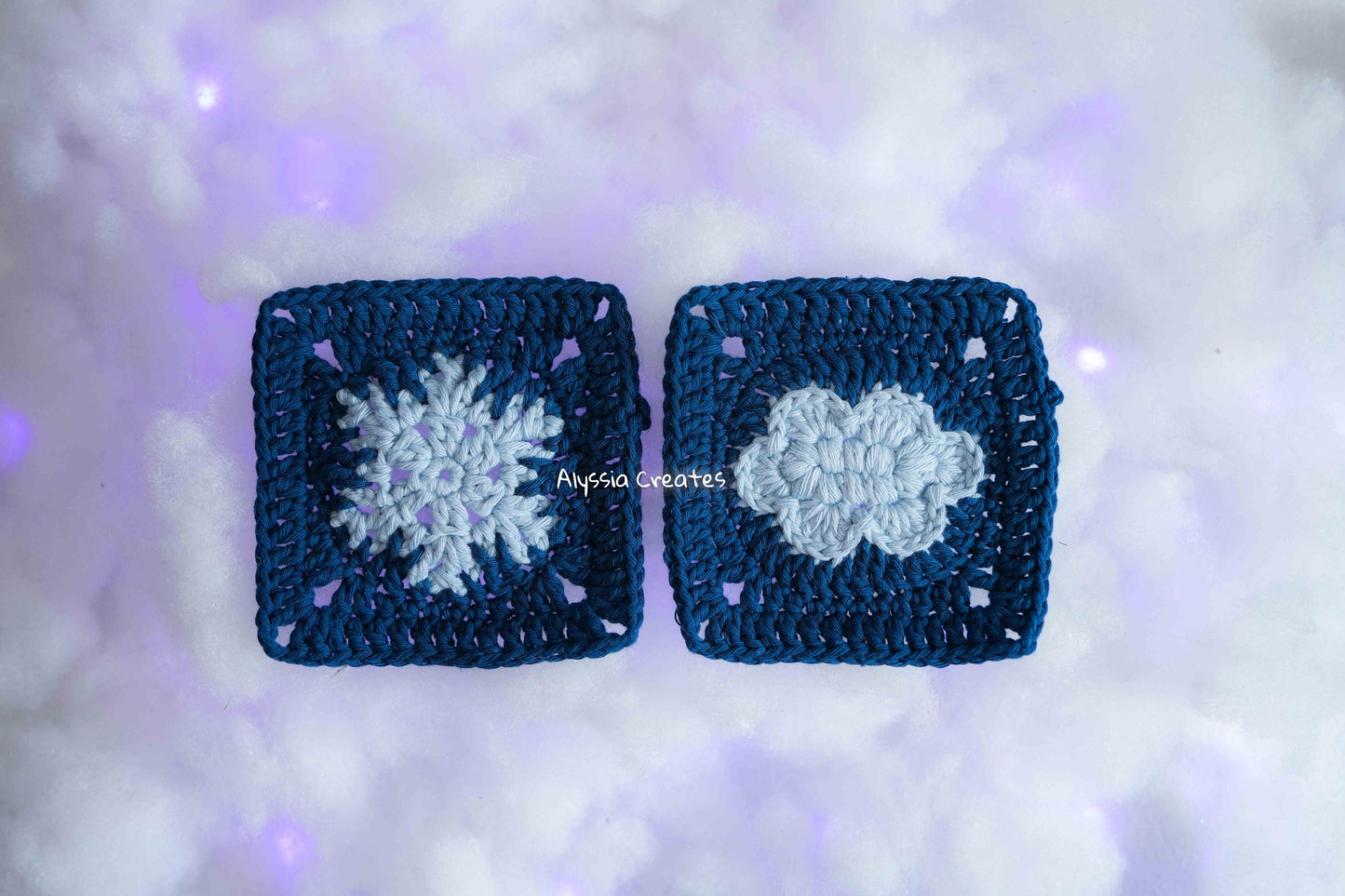 Cloud and Snowflake Granny Square Crochet PDF PATTERN Pack (English)