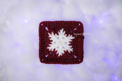 Small Snowflake Granny Square Crochet PDF PATTERN (English)