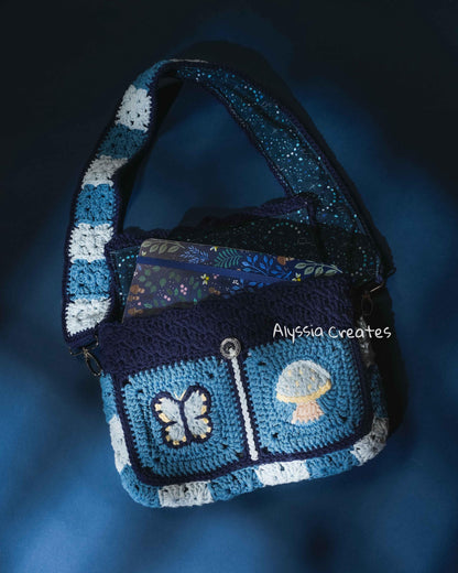 Butterfly and Mushroom Book Sleeve Bag Crochet PDF PATTERN - Intermediate (English)