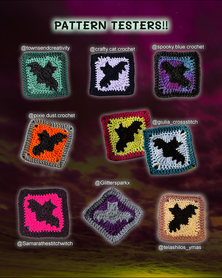 Bat Granny Square Crochet PDF PATTERN (English)