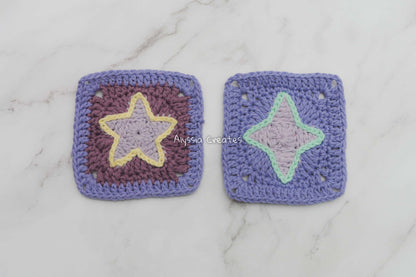 Star and Sparkle Granny Square Crochet PDF PATTERN Pack (English)